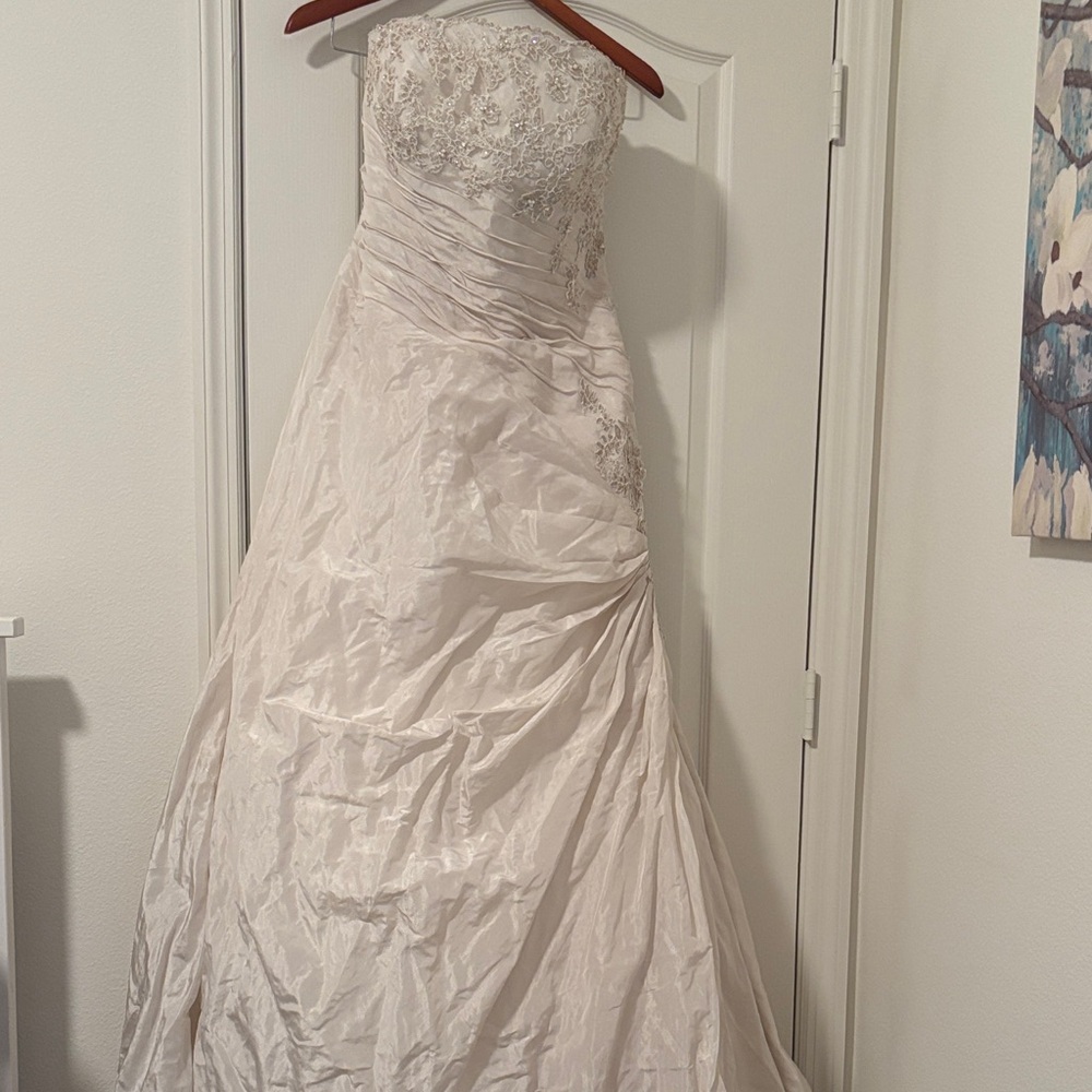 Elegant Champagne Vintage Strapless Wedding Gown by Demetrios